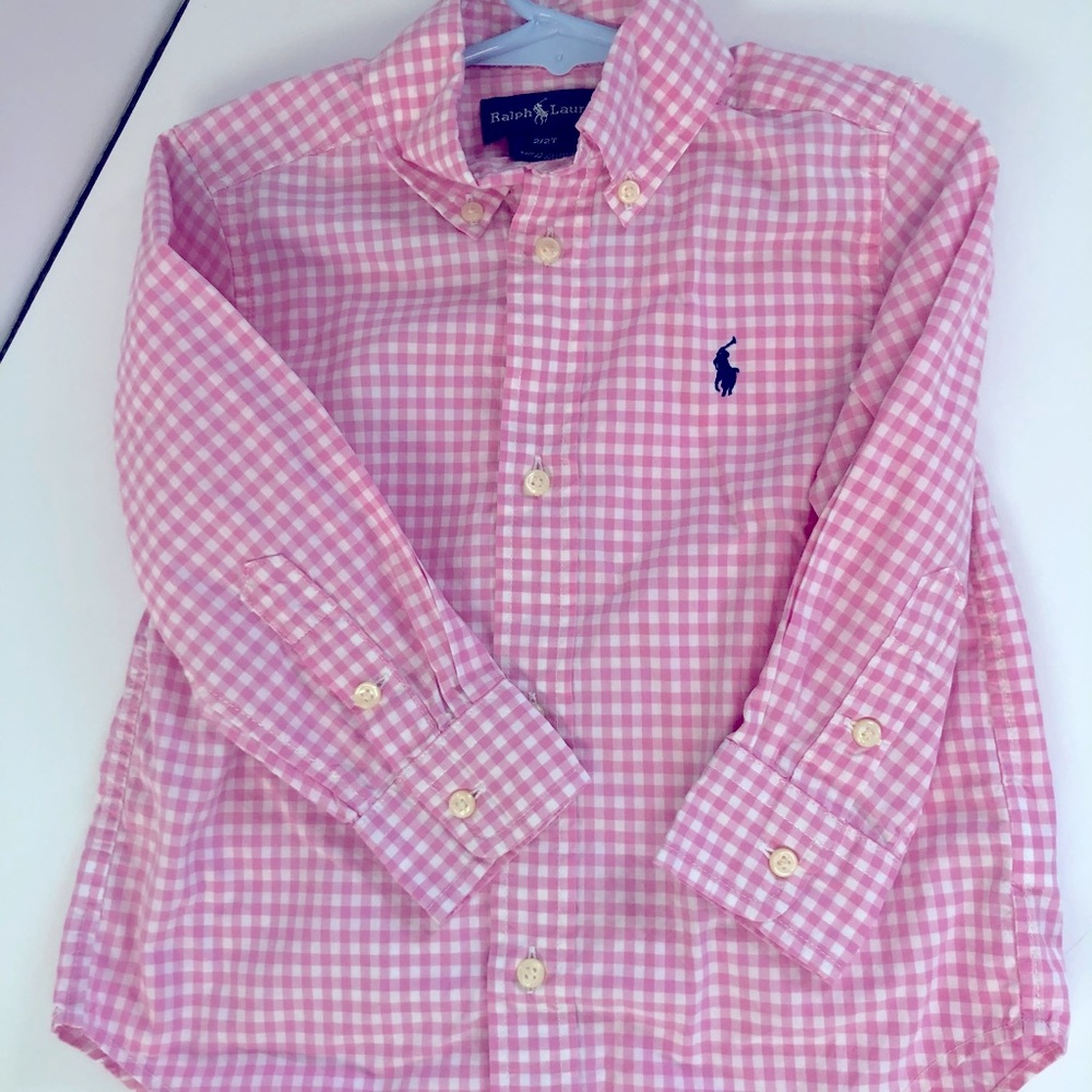 2t pink gingham Ralph Lauren button down shirt